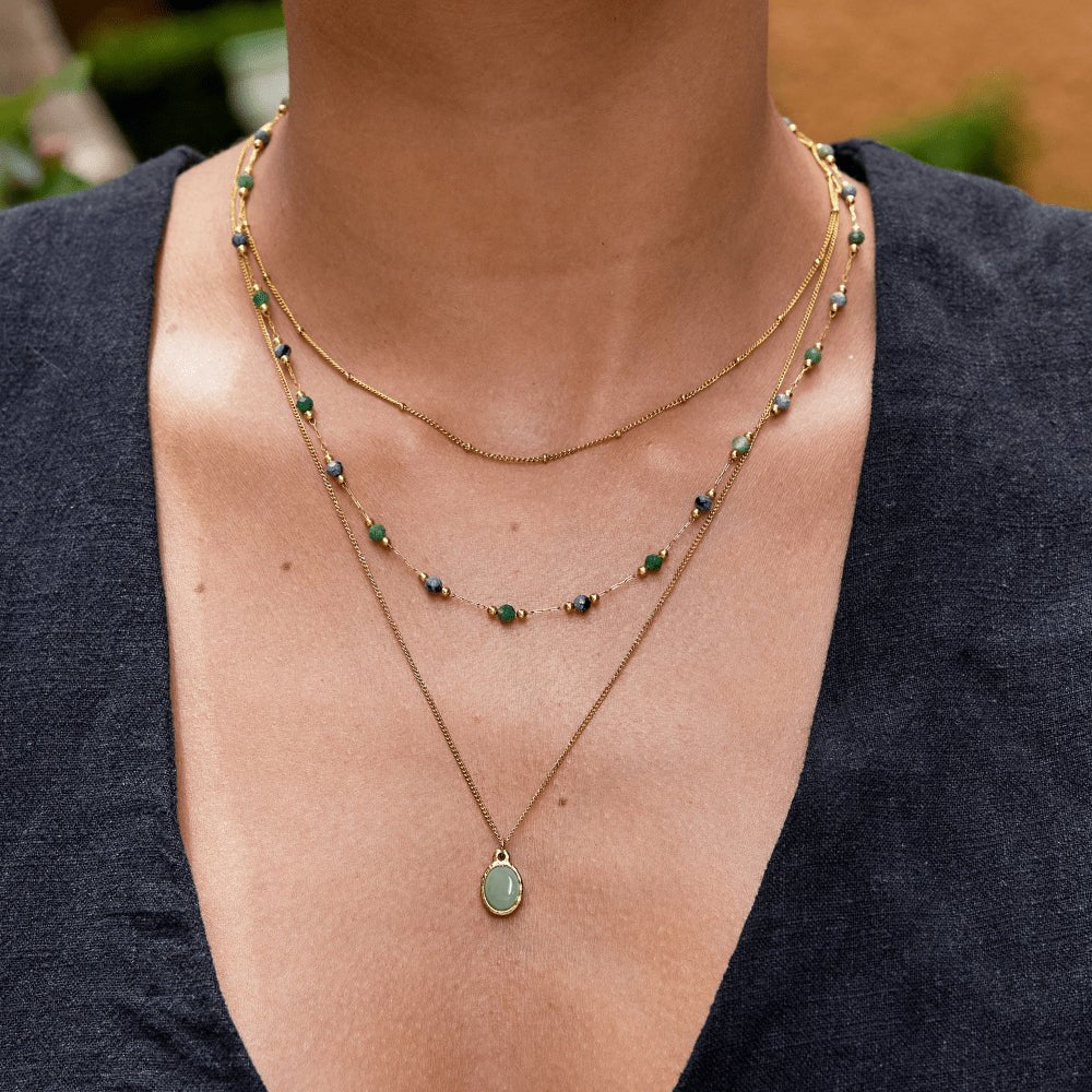 Gouden Green Aventurine Hanger Ketting Secundaire afbeelding