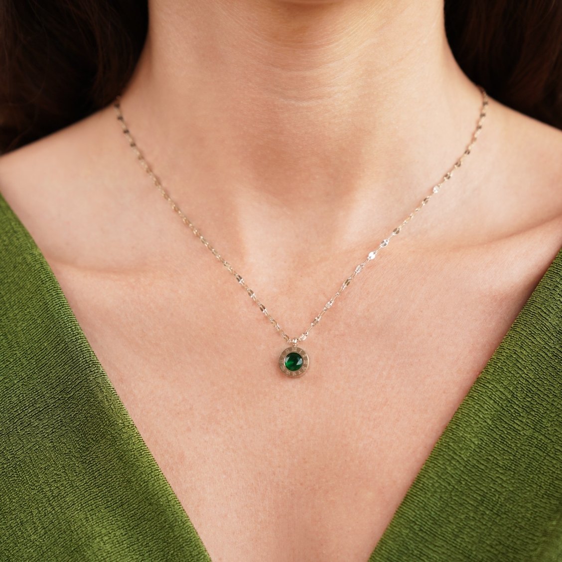 Rosé Gouden Groene Kristallen Athena Ketting