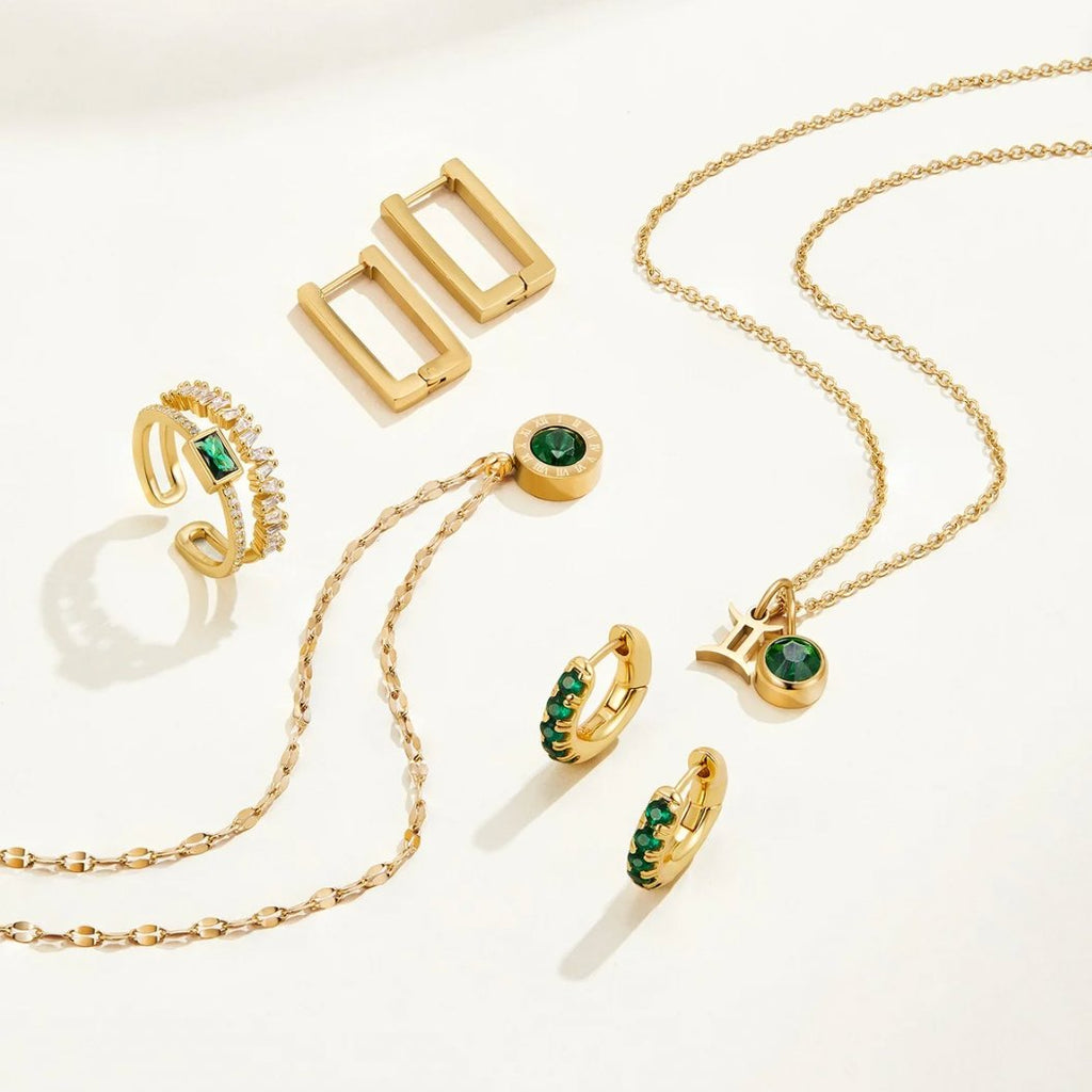 Rosé Gouden Groene Kristallen Athena Ketting
