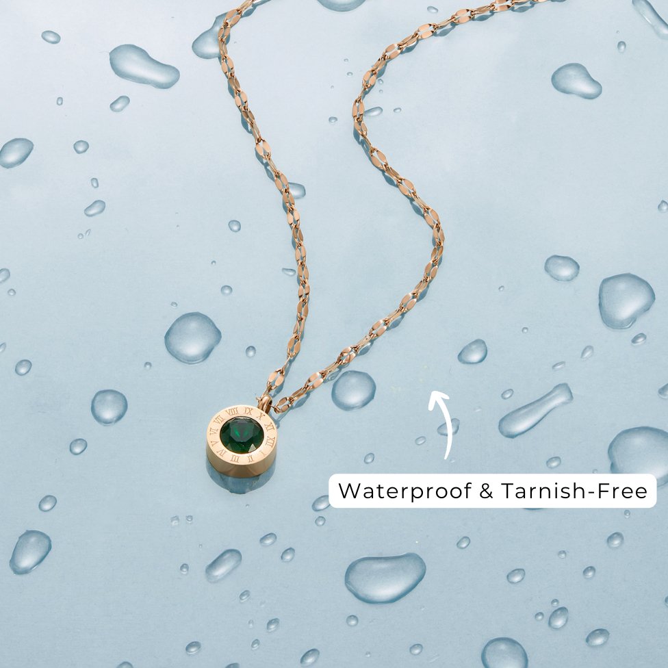 Rosé Gouden Groene Kristallen Athena Ketting