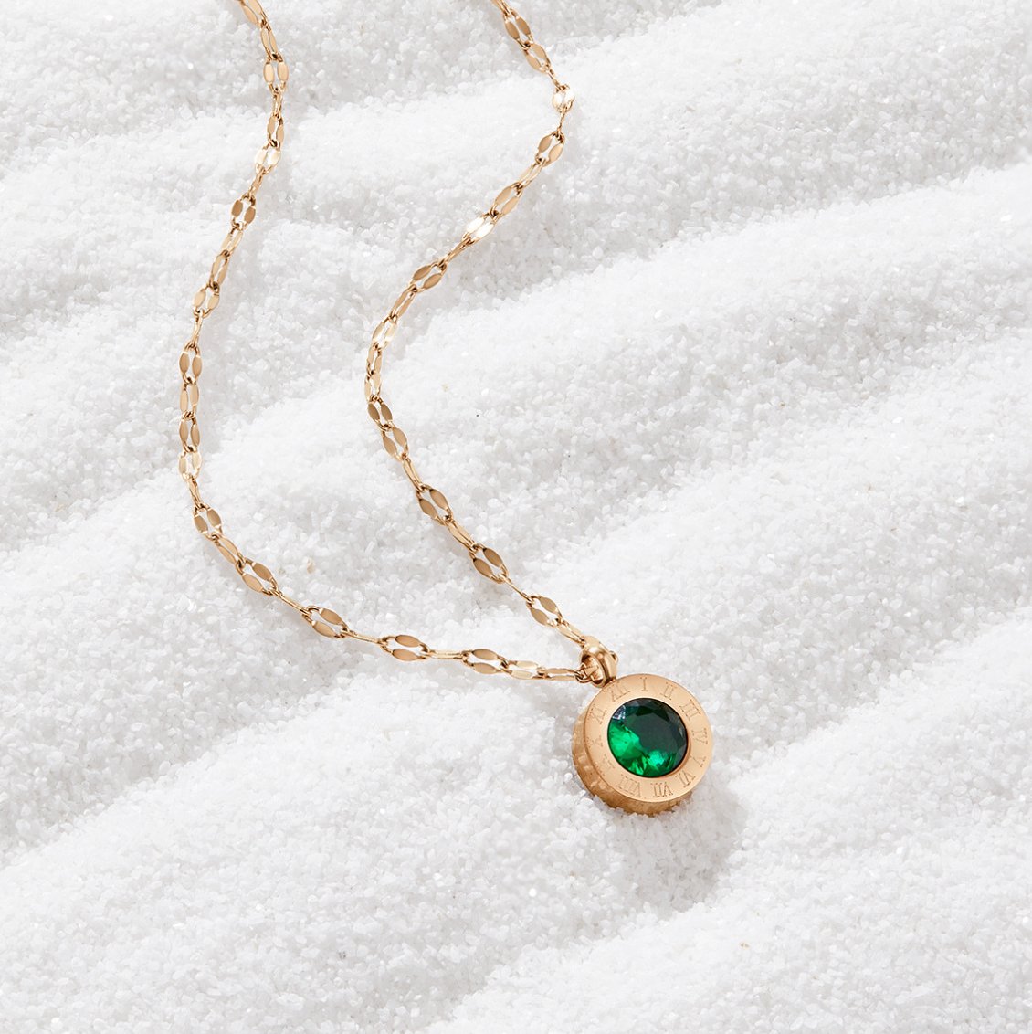 Rosé Gouden Groene Kristallen Athena Ketting