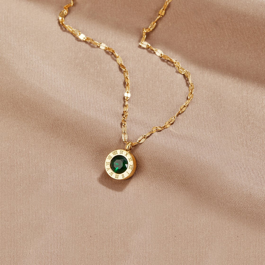 Rosé Gouden Groene Kristallen Athena Ketting