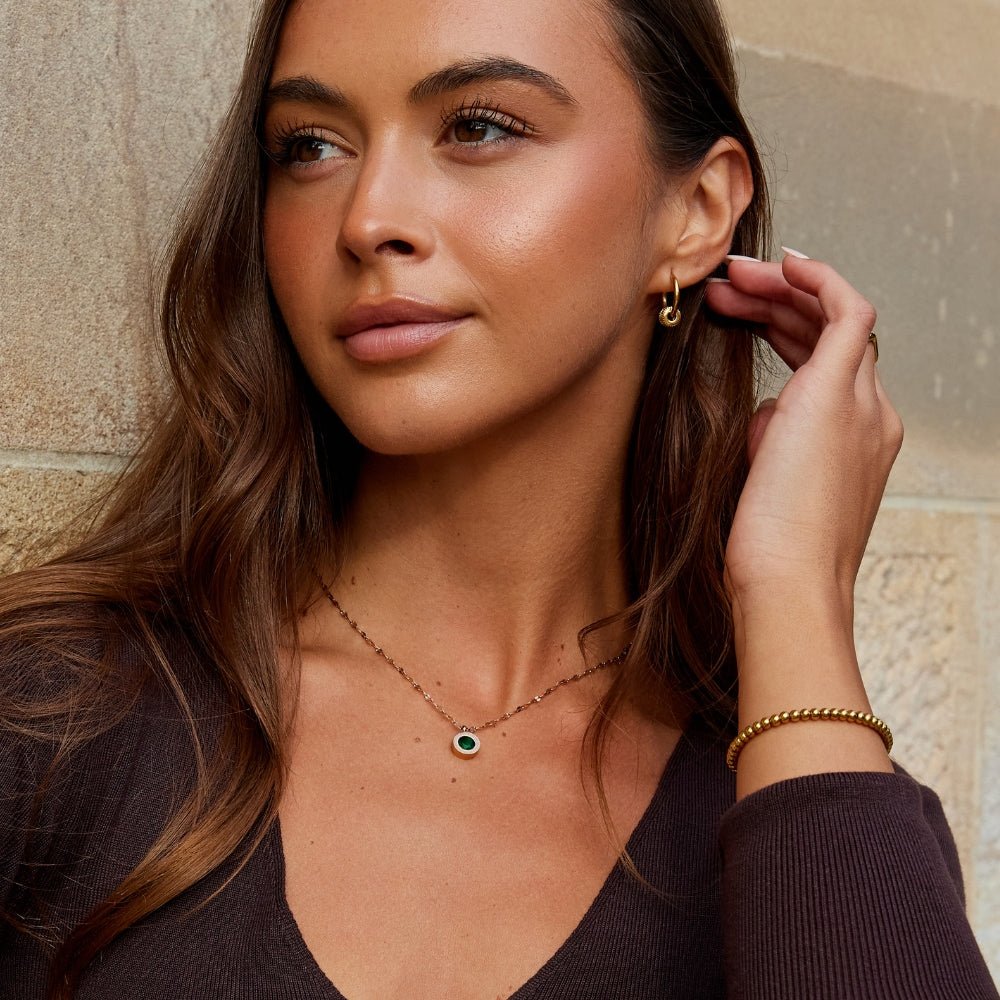 Rosé Gouden Groene Kristallen Athena Ketting