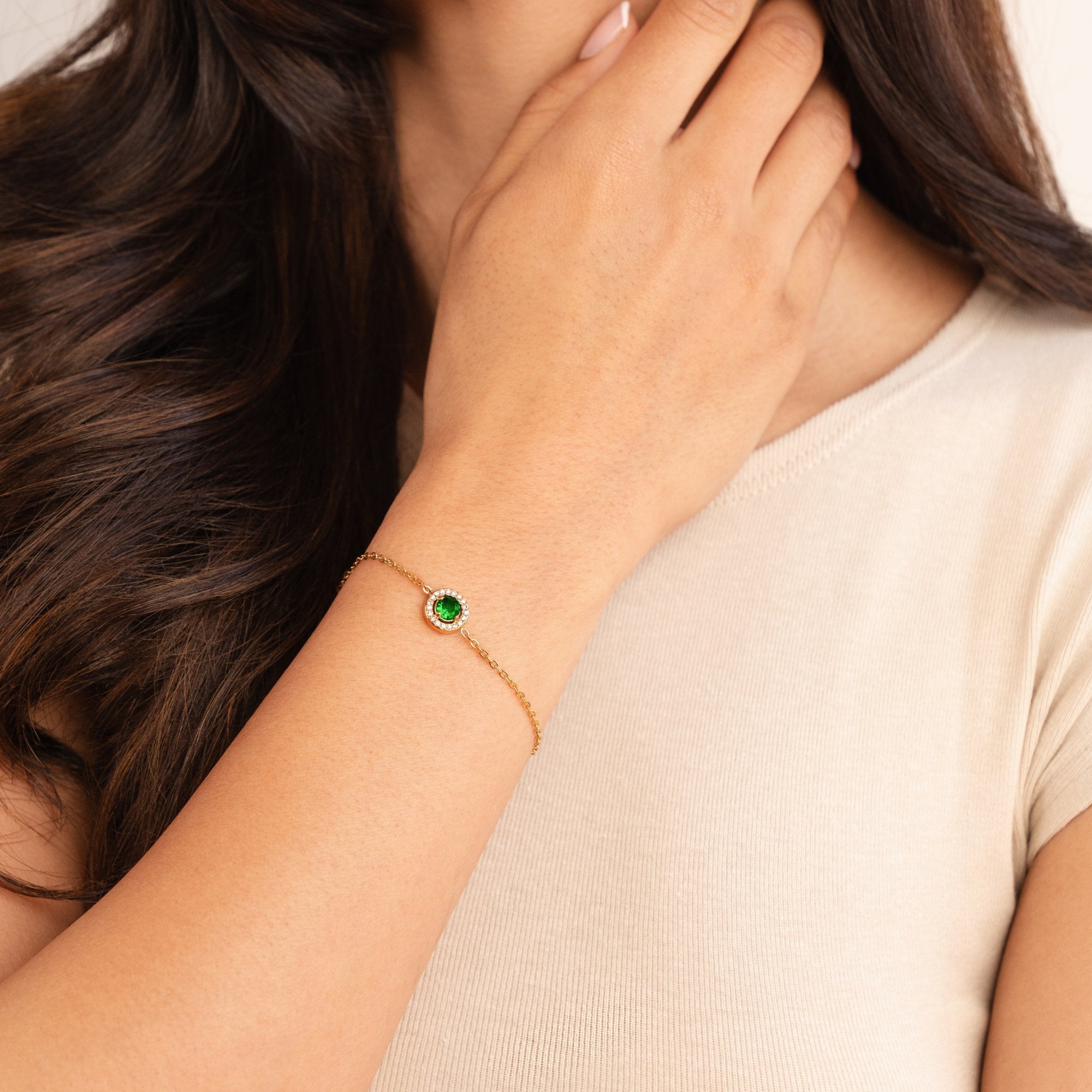 Gouden Green Emerald Kristallen Armband