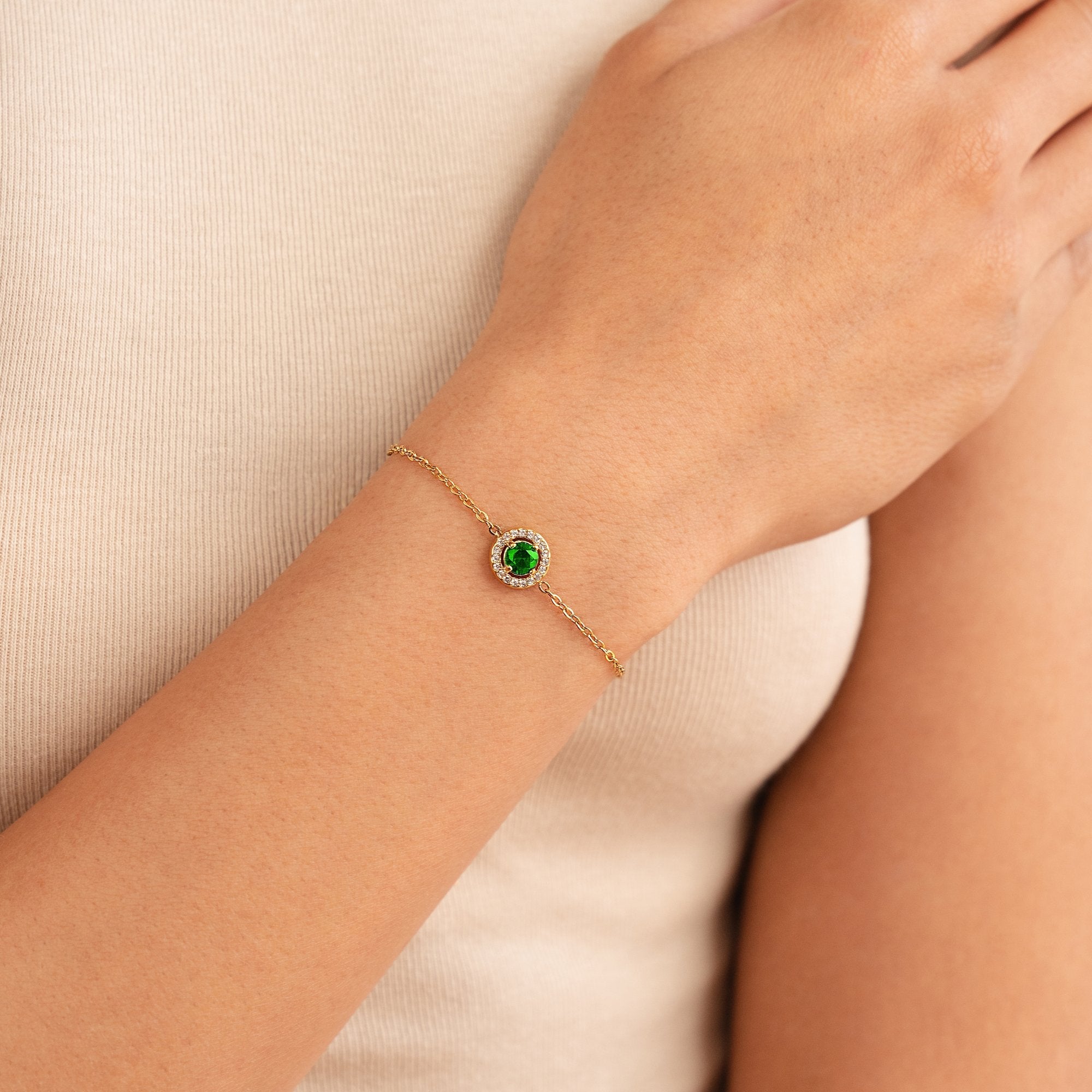 Gouden Green Emerald Kristallen Armband Secundaire afbeelding