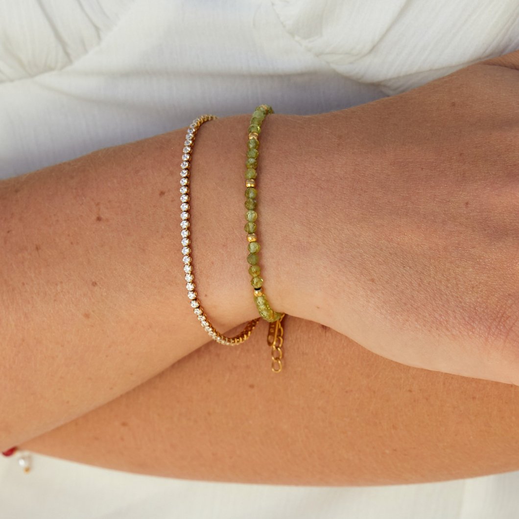 Gouden Green Peridot Bead Armband Secundaire afbeelding