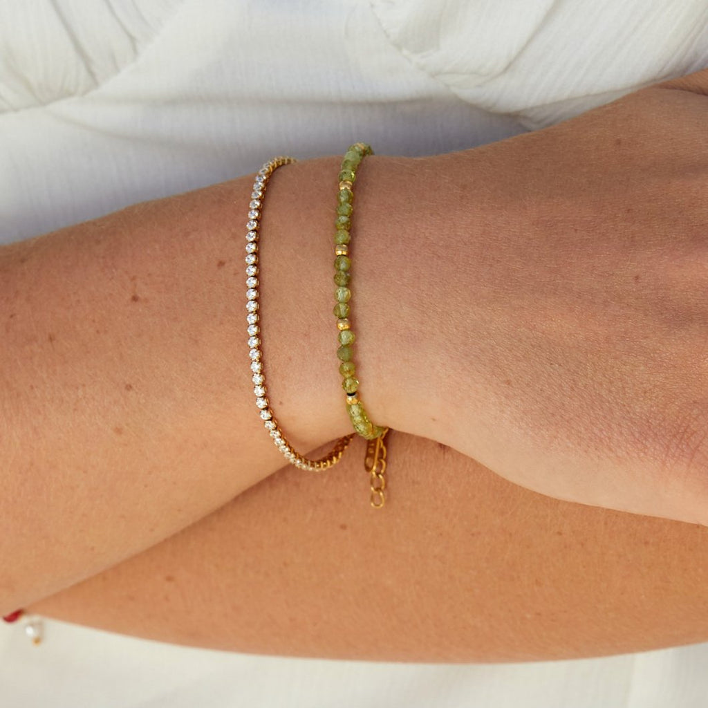 Gouden Green Peridot Bead Armband