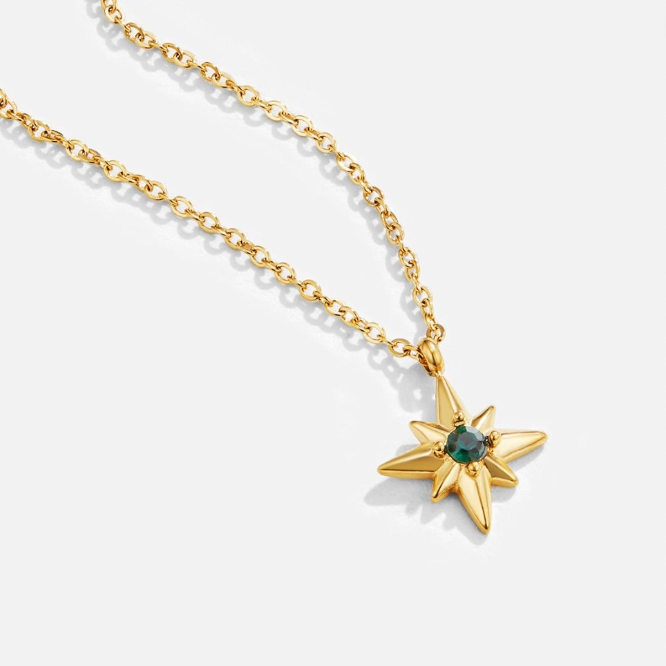 Gouden Guiding Star Emerald Kristallen Ketting