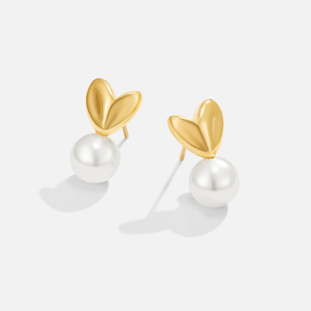 Gouden Hart & Parel Oorbellen Hoofdafbeelding
