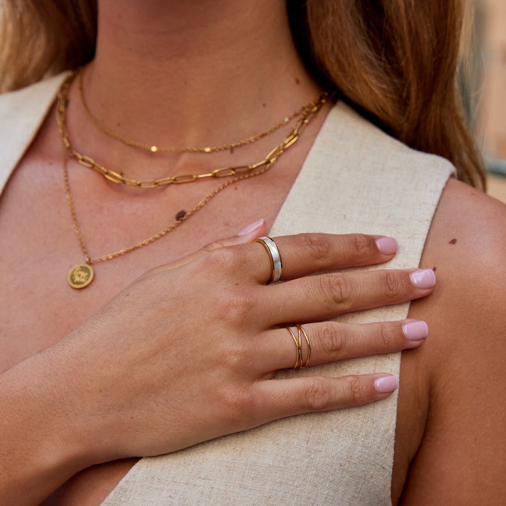 Ivory Parel Gouden Ring Secundaire afbeelding