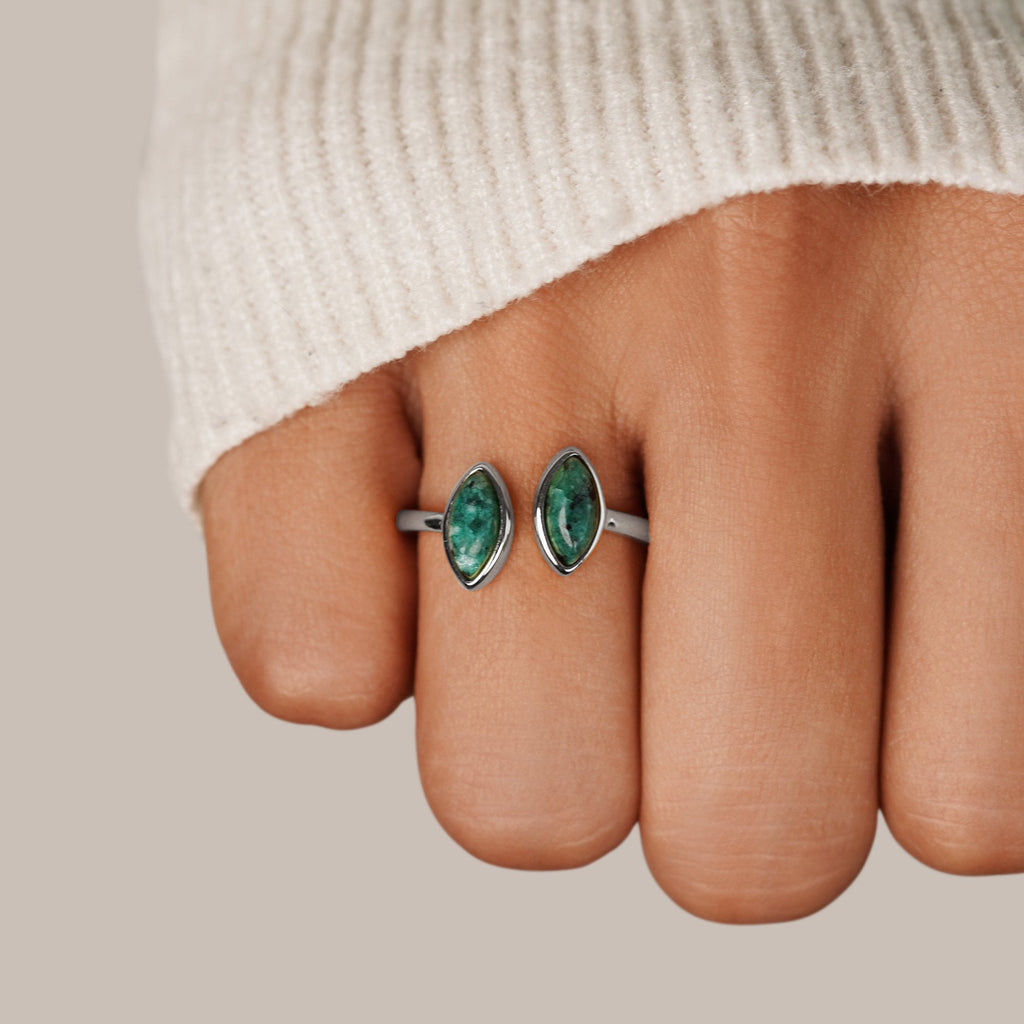 Zilveren Jade Green Wikkel Ring