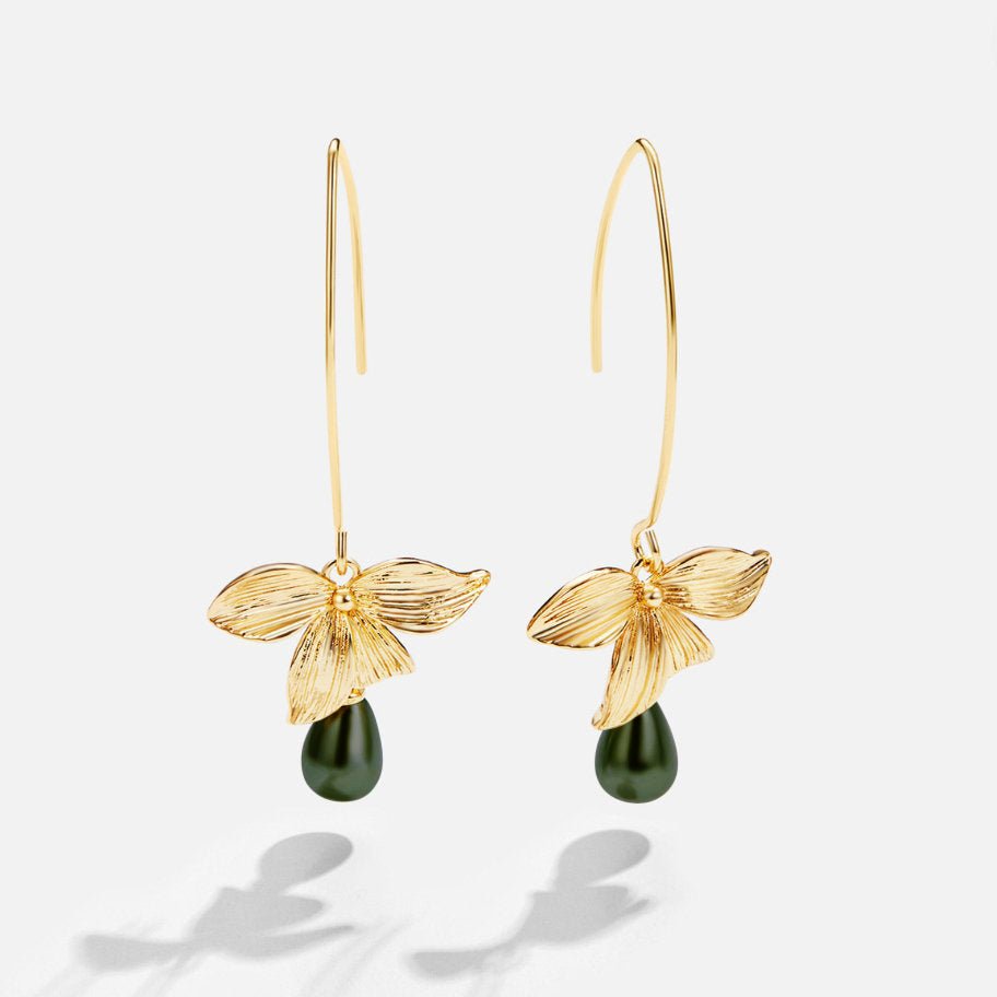 Jade Parel & Petal Drop Oorbellen
