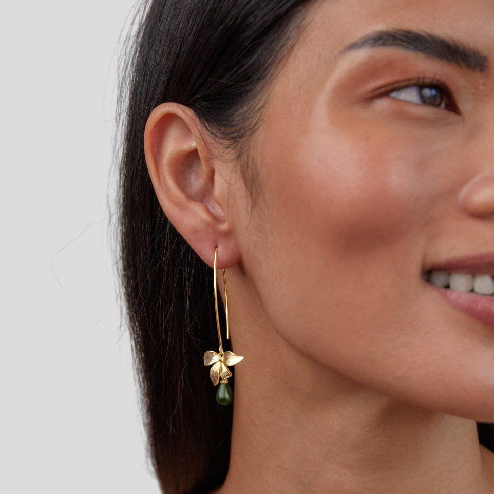 Jade Parel & Petal Drop Oorbellen