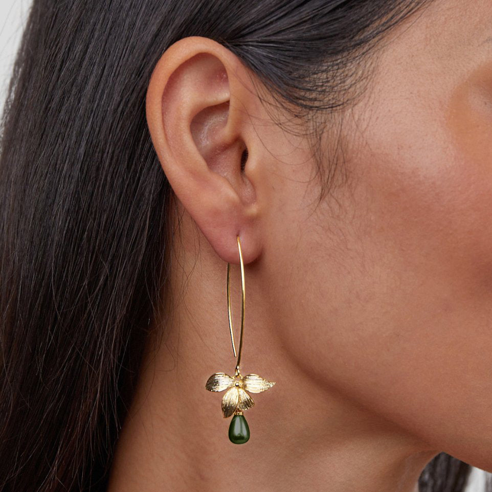 Jade Parel & Petal Drop Oorbellen