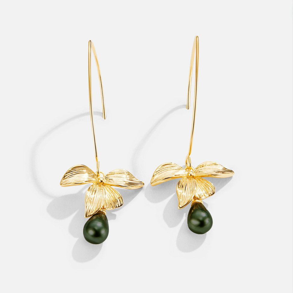 Jade Parel & Petal Drop Oorbellen