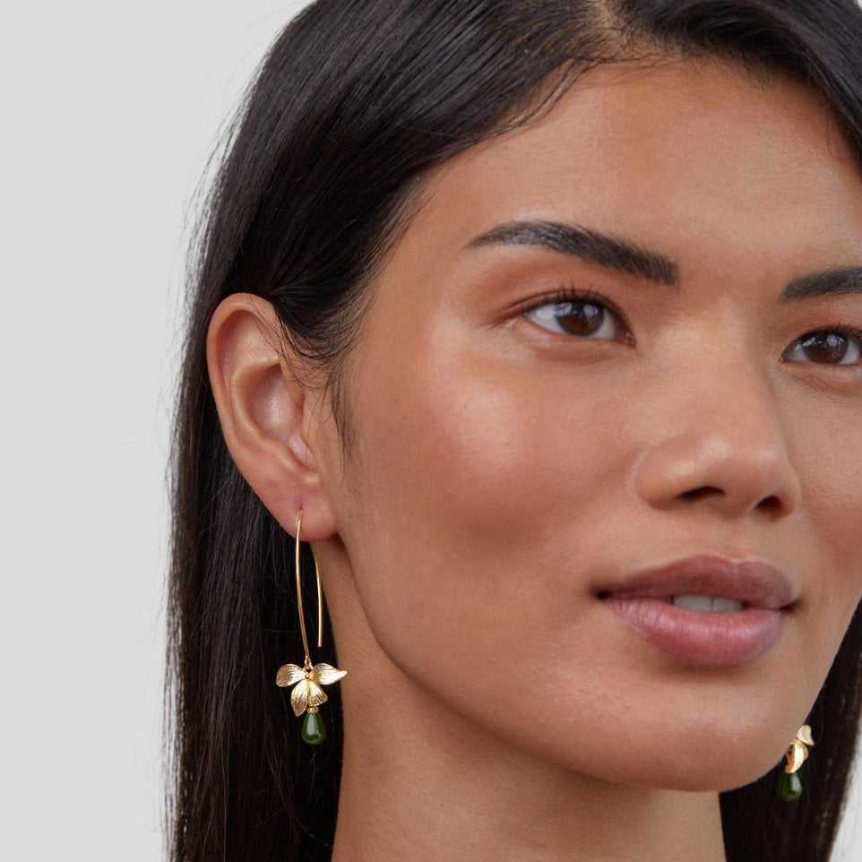 Jade Parel & Petal Drop Oorbellen