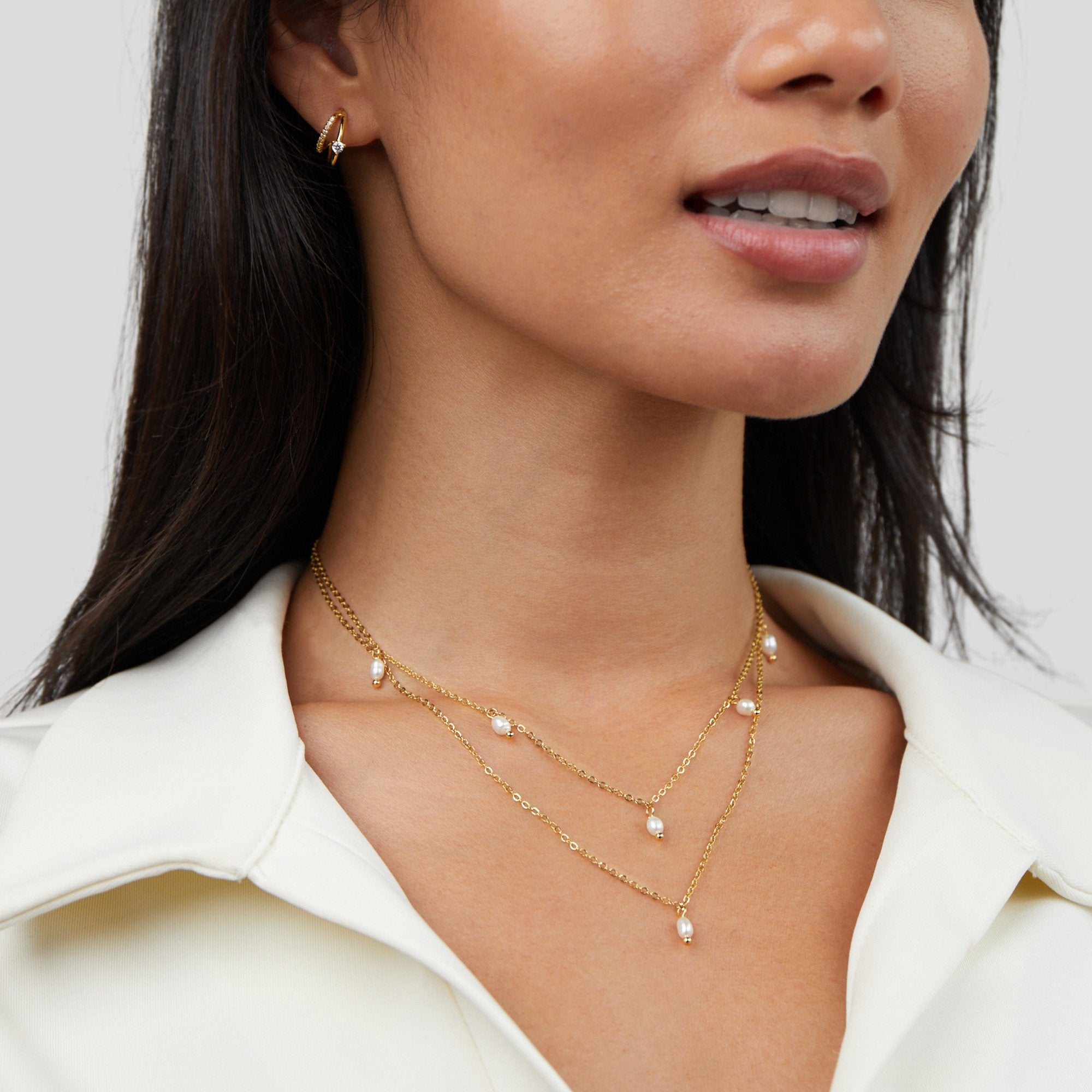 Kayla Parel Drop Gelaagde Ketting