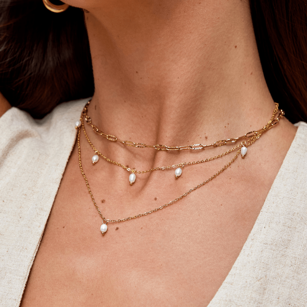 Kayla Parel Drop Gelaagde Ketting