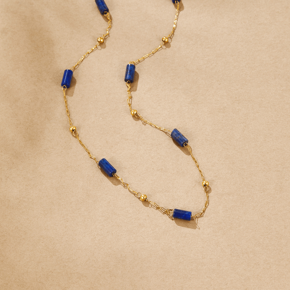 Gouden Lapis Lazuli Bead Ketting