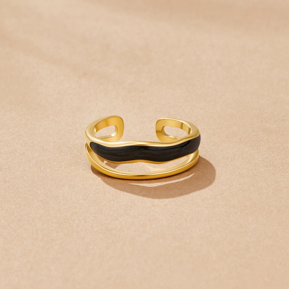 Gelaagde Black Sahara Gouden Ring