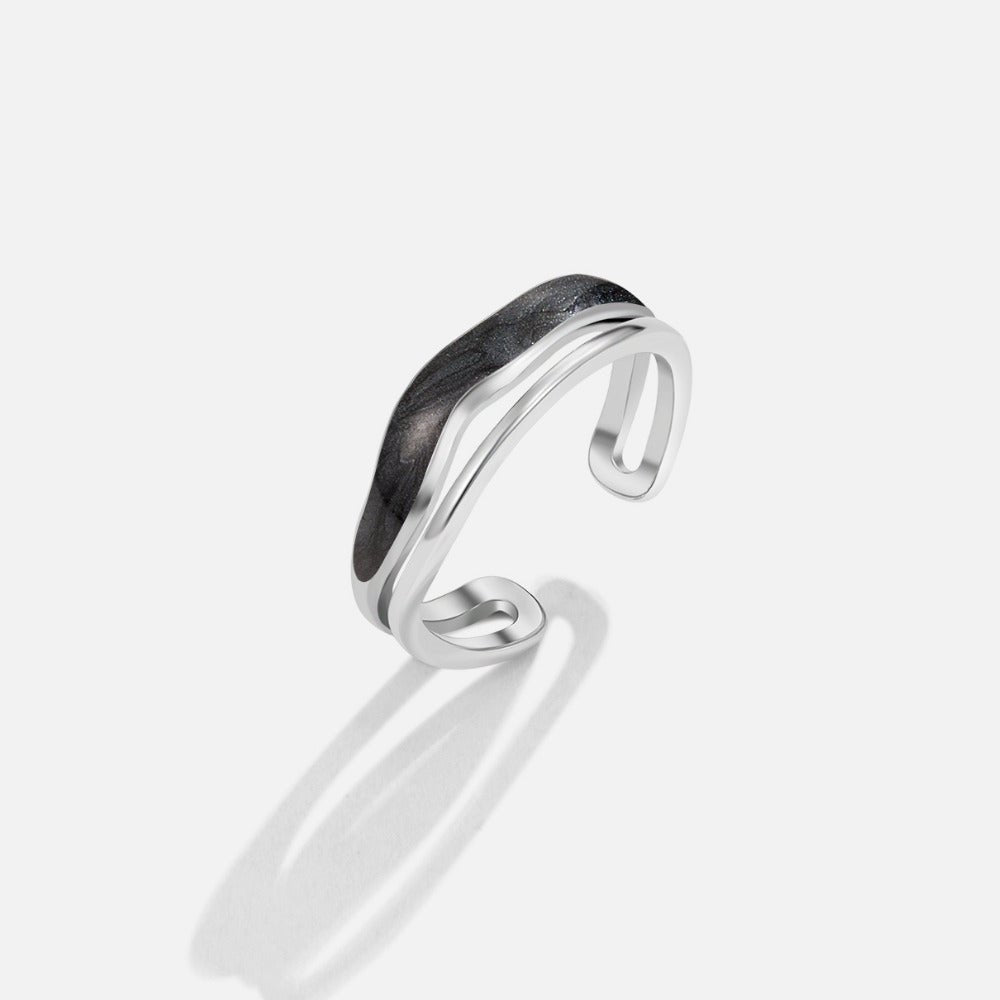 Gelaagde Black Sahara Zilveren Ring