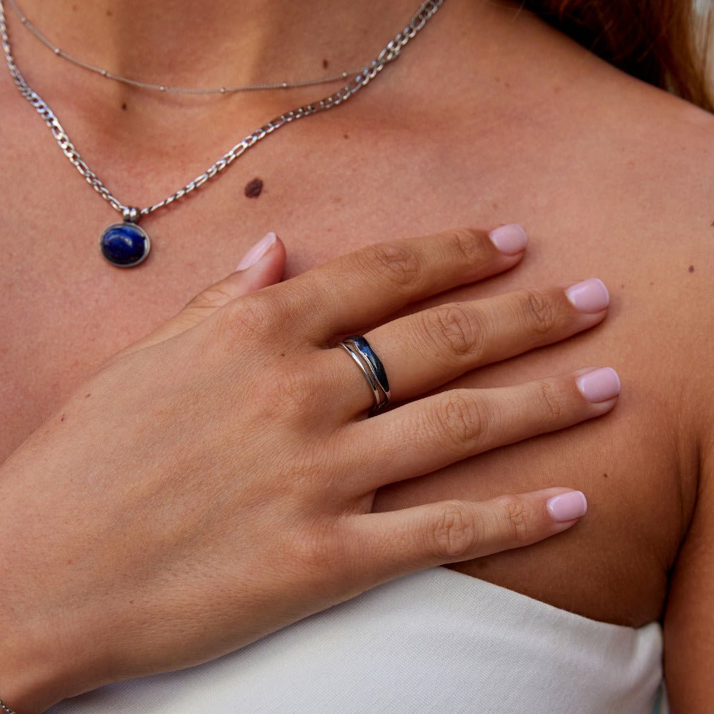 Gelaagde Black Sahara Zilveren Ring Secundaire afbeelding