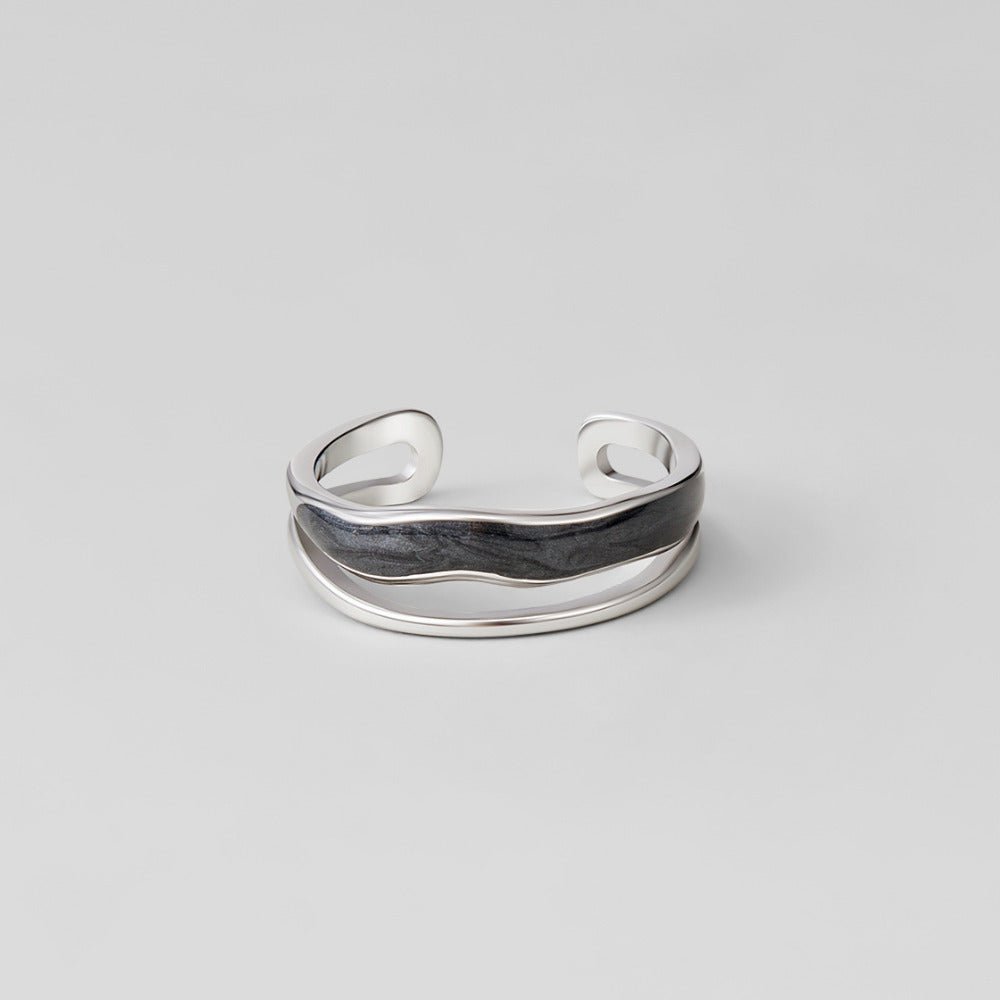 Gelaagde Black Sahara Zilveren Ring Hoofdafbeelding