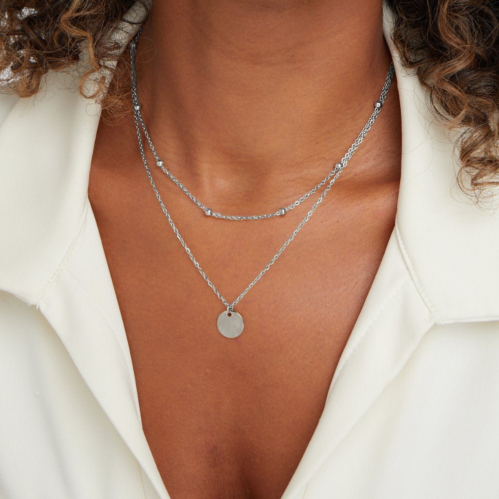 Gelaagde Disc Ketting Zilveren