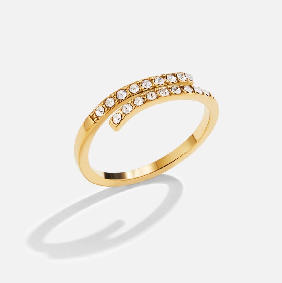 Gelaagde Gouden & Kristallen Wikkel Ring