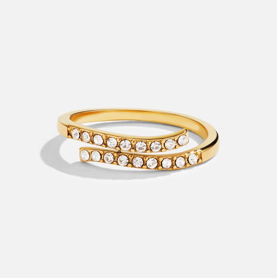 Gelaagde Gouden & Kristallen Wikkel Ring Hoofdafbeelding
