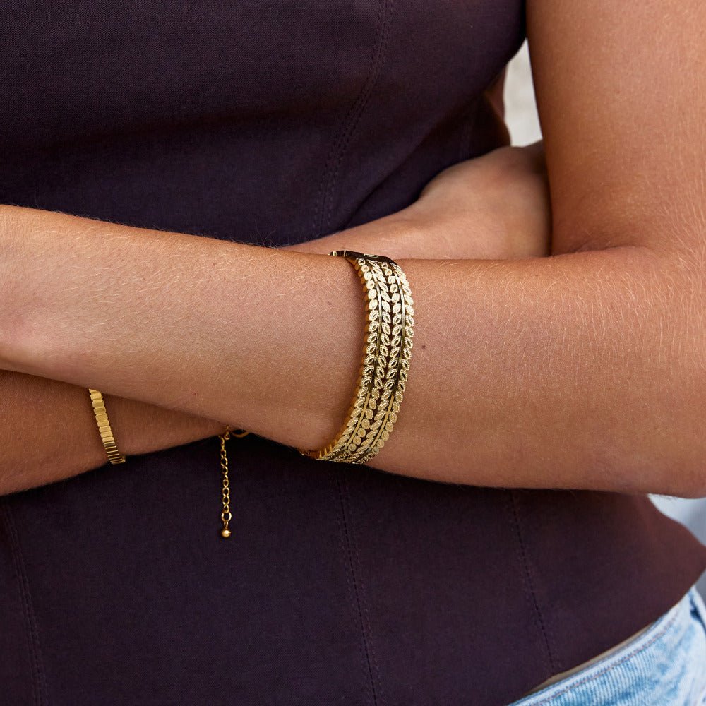 Gelaagde Gouden Leaf Armband Secundaire afbeelding