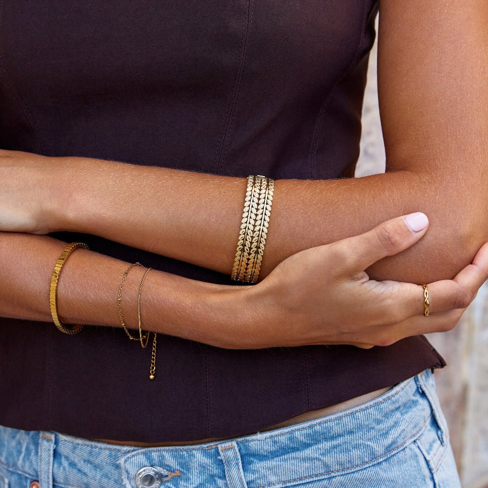 Gelaagde Gouden Leaf Armband