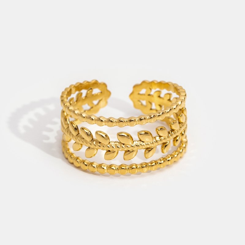 Marissa Gelaagde Gouden Leaf Ring