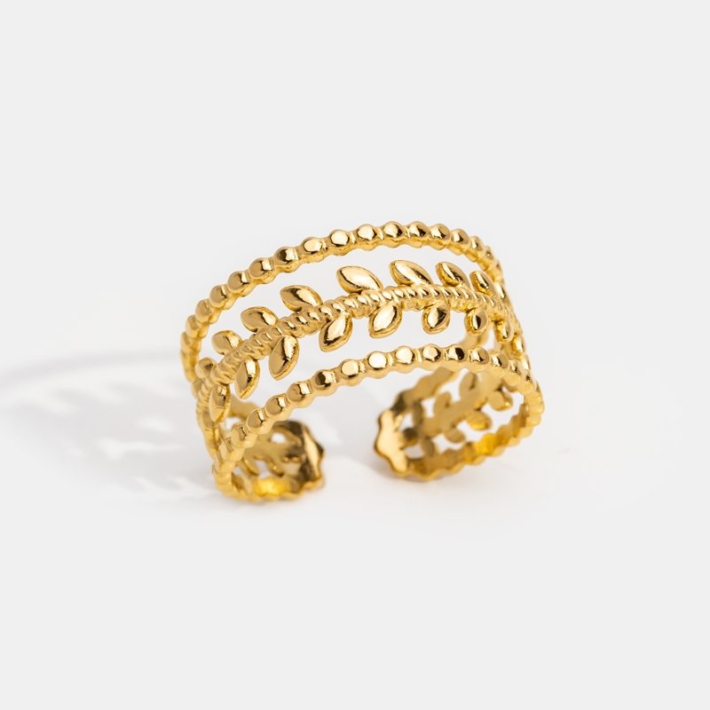 Marissa Gelaagde Gouden Leaf Ring