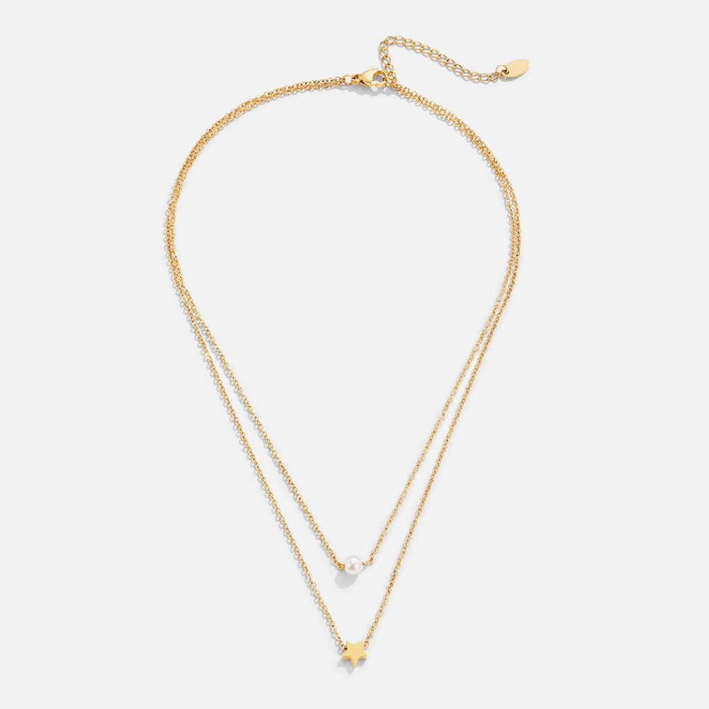 Gelaagde Gouden Ster & Parel Ketting