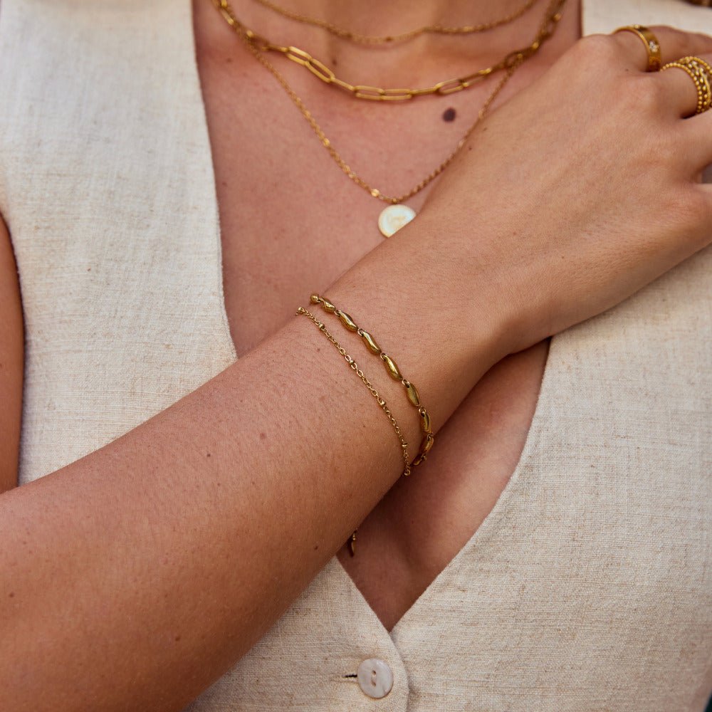Gelaagde Gouden Wave Armband Secundaire afbeelding