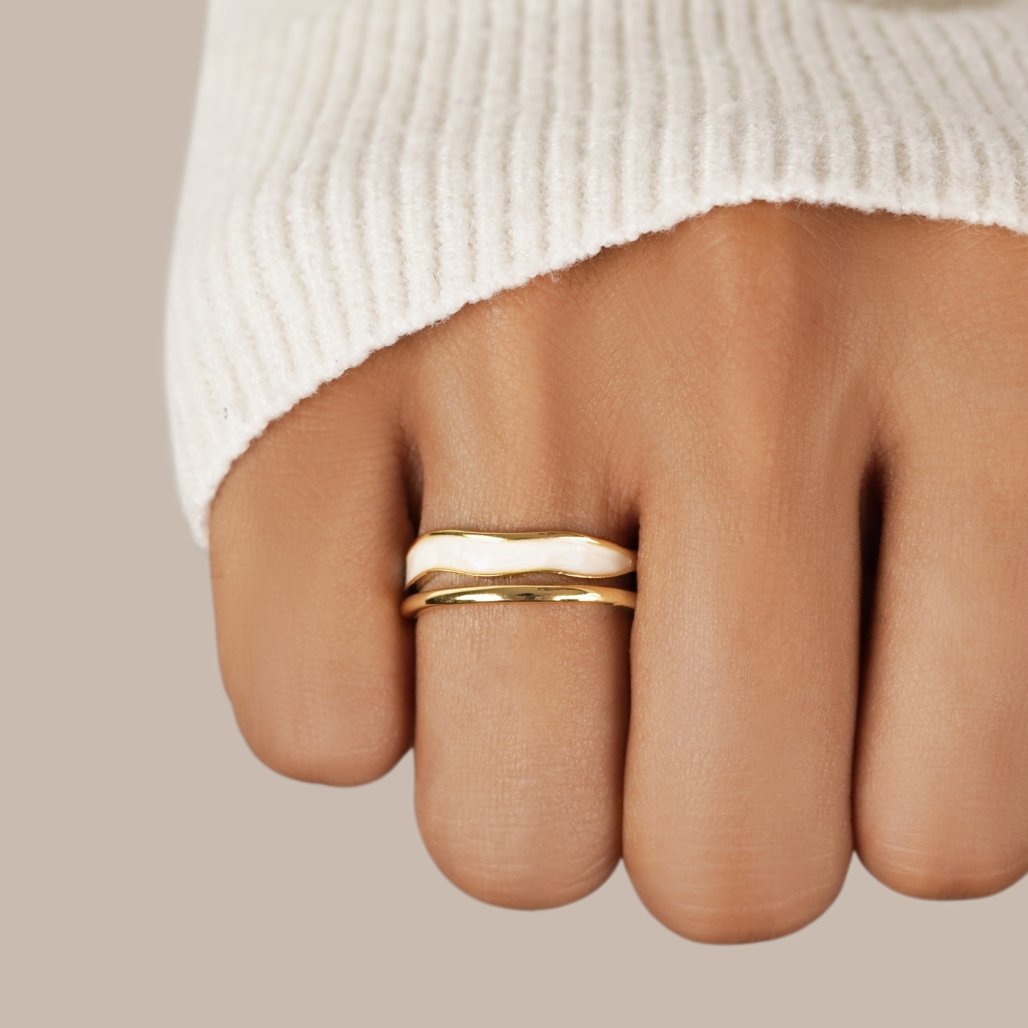 Gelaagde Sahara Gouden Ring Secundaire afbeelding