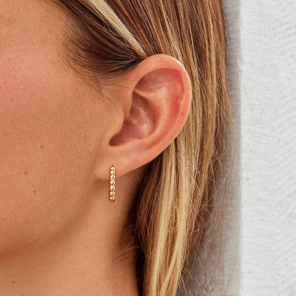Leona Gouden Bead Ronde Oorbellen Secundaire afbeelding