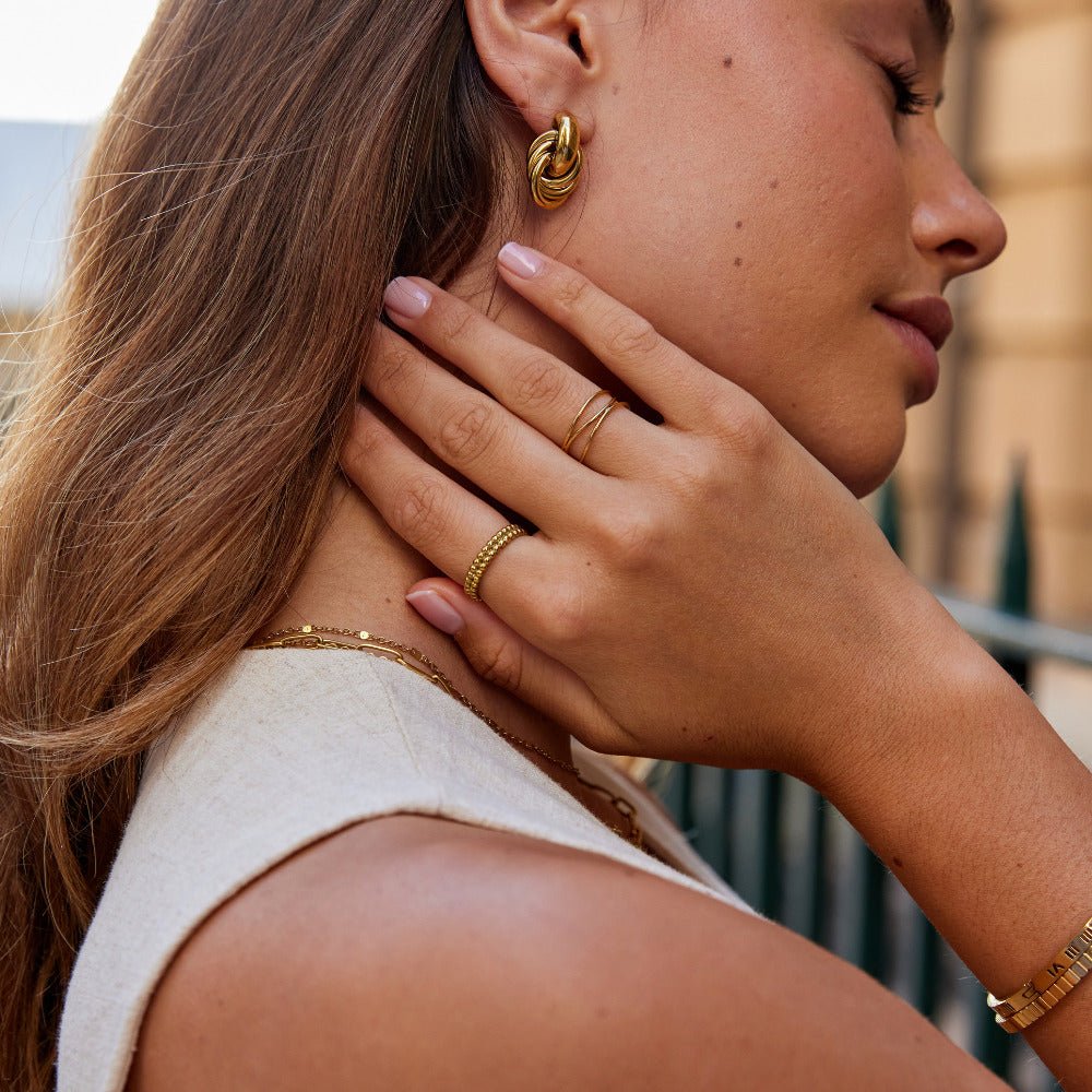 Leona Gouden Bead Ring Secundaire afbeelding