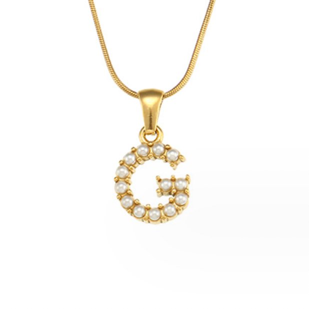 Gouden Letter Parel Charm Ketting