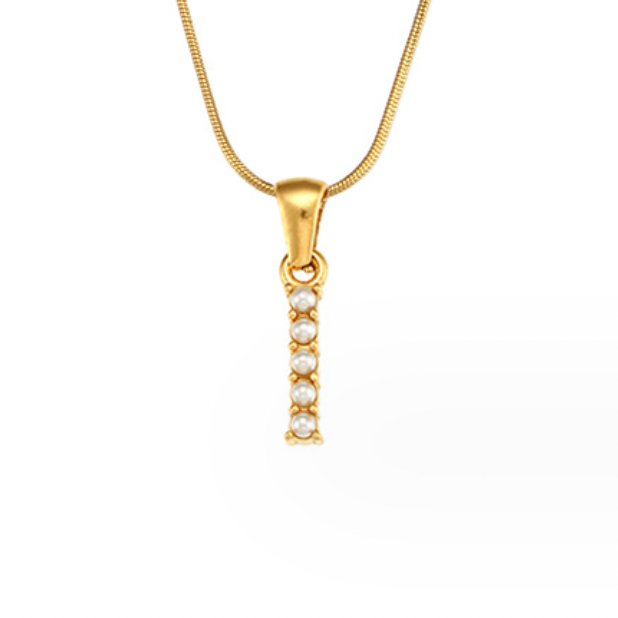 Gouden Letter Parel Charm Ketting