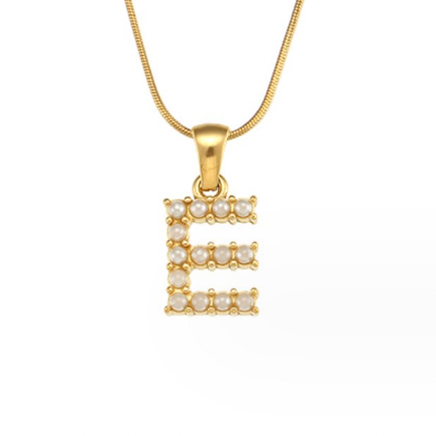 Gouden Letter Parel Charm Ketting