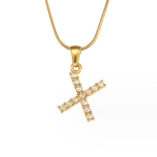 Gouden Letter Parel Charm Ketting