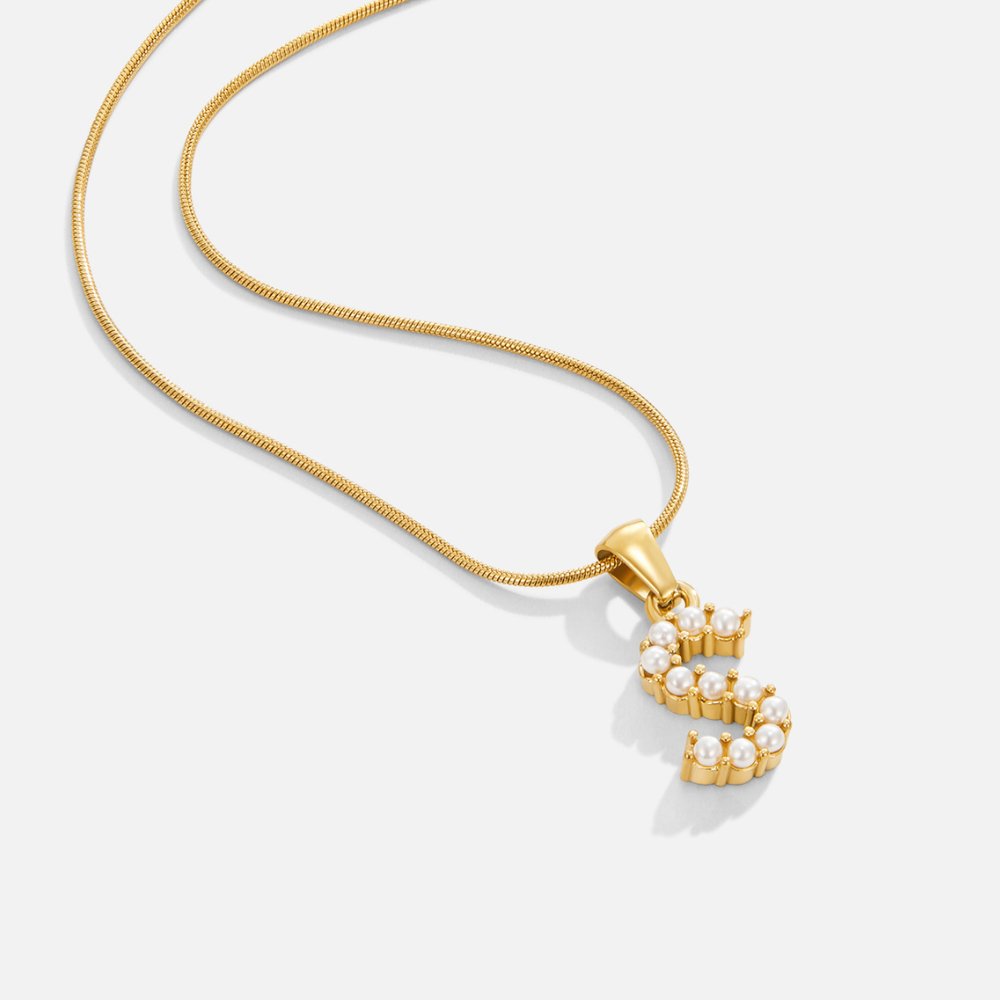 Gouden Letter Parel Charm Ketting