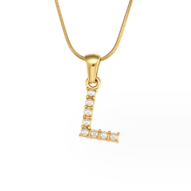 Gouden Letter Parel Charm Ketting