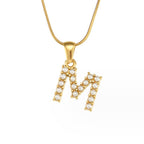 Gouden Letter Parel Charm Ketting