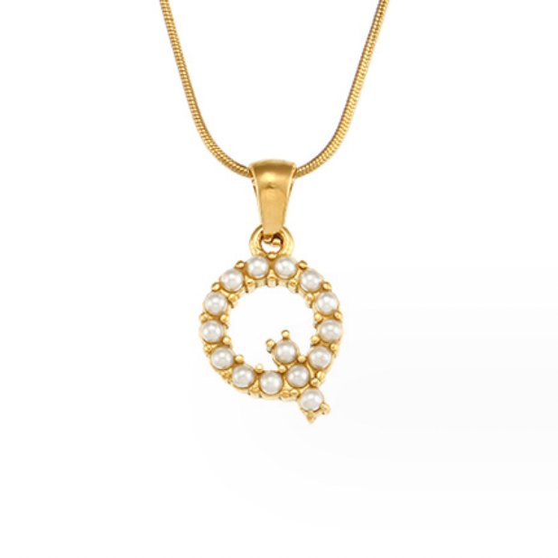 Gouden Letter Parel Charm Ketting