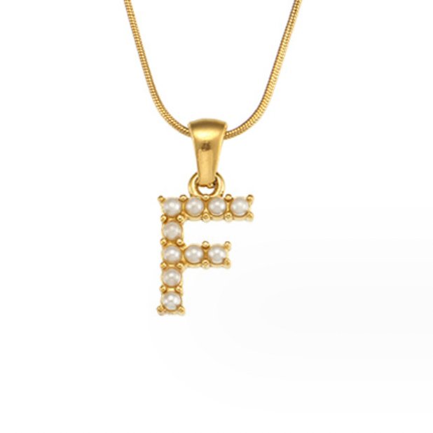 Gouden Letter Parel Charm Ketting