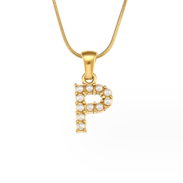 Gouden Letter Parel Charm Ketting