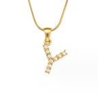 Gouden Letter Parel Charm Ketting